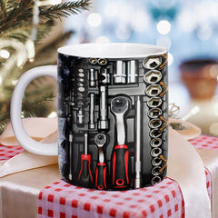 Personalized Mug For Dad Tool Box Drawing