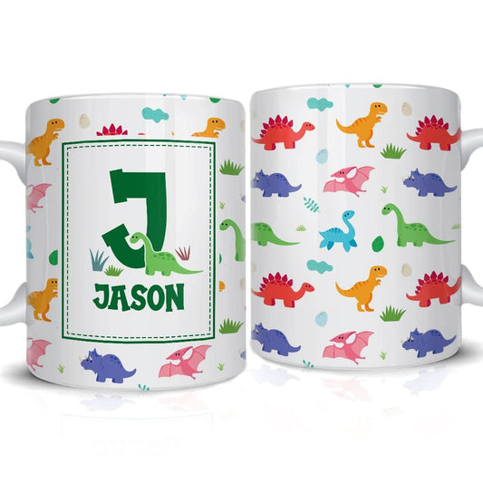 Personalized Mug For Kid Dinosaur Custom Name Baby