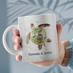 Personalized Mug For Mom Sea Turtle Mother And Daughter