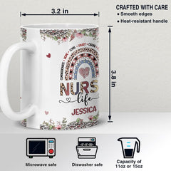 Personalized Mug For Nurses Rainbow Pattern
