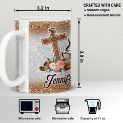 Personalized Mug Jesus And Coffee Glitter Drawing