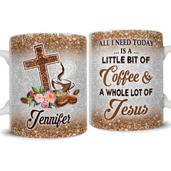 Personalized Mug Jesus And Coffee Glitter Drawing