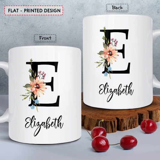 Personalized Mug Monogram Custom Name Flowers Mug