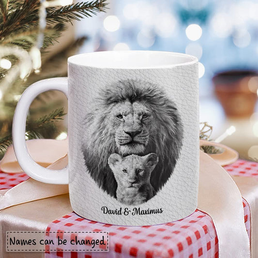 Personalized Mug To Dad From Son Lion Father And Son