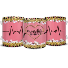 Personalized Nurse Mug Heartbeat Custom Name