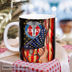 Personalized Nurse Mug RN Nurse American Flag