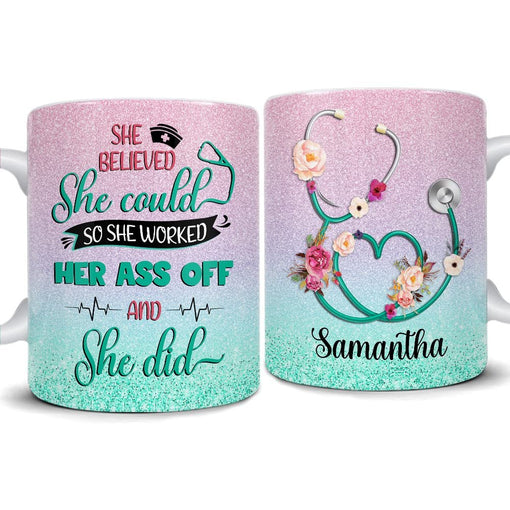 Personalized Nurse Mug Scrubs Rubber Gloves With Custom Name