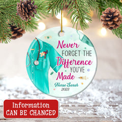 Personalized Nurse Ornament Never Difference Made