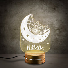 Personalized Nursery Night Light Moon 3D Led With Custom Name