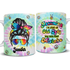 Personalized Old Hippie Lady Mug