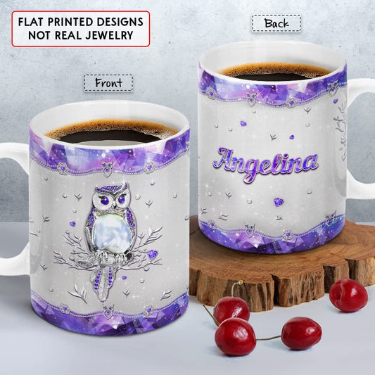 Personalized Owl Mug Jewelry Drawing Style