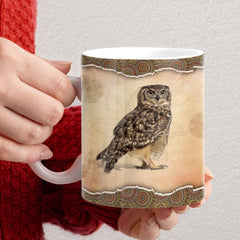 Personalized Owl Mug With Custom Name Mandala Pattern