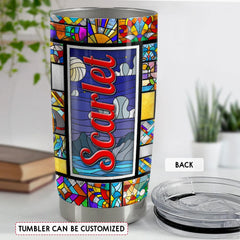 Personalized Owl Tumbler Customize With Name Stained Glass Drawing