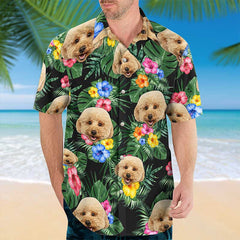 Personalized Photo Hawaiian Shirt Custom Pet And Floral Art
