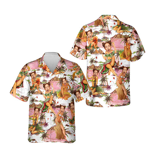 Personalized Photo Hawaiian Shirt Custom Woman Face With Tropical Style