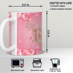 Personalized Pink Butterfly Rose Art Mug