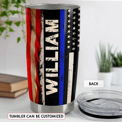Personalized Police Tumbler With Customize Name American Flag