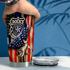 Personalized Police Tumbler With Customize Name American Flag