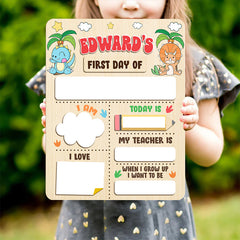 Personalized School Sign First Day Of First Grade Cute Dinosaur