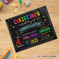 Personalized School Sign First Day Of Kindergarten