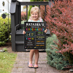 Personalized School Sign First Day Of Kindergarten Cute Board