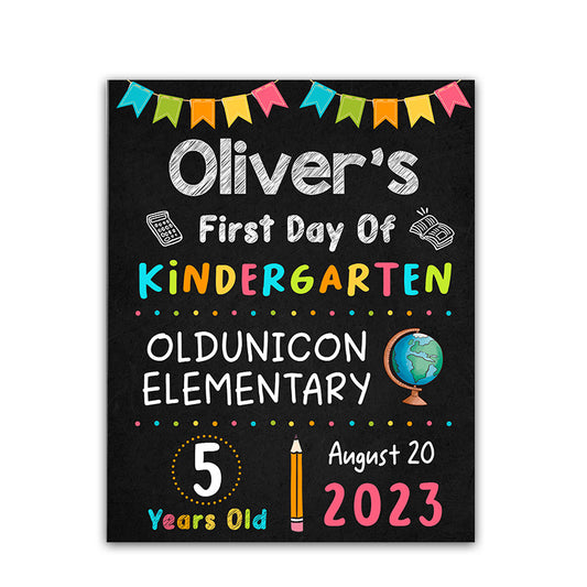 Personalized School Sign First Day Of Kindergarten Elementary School