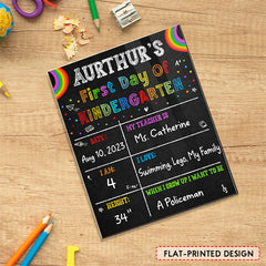 Personalized School Sign First Day Of Kindergarten Rainbow Color