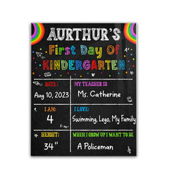 Personalized School Sign First Day Of Kindergarten Rainbow Color