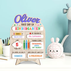 Personalized School Sign First Day Of Kindergarten Wooden Sign