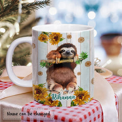 Personalized Sloth Mug Girl Loves Sloths