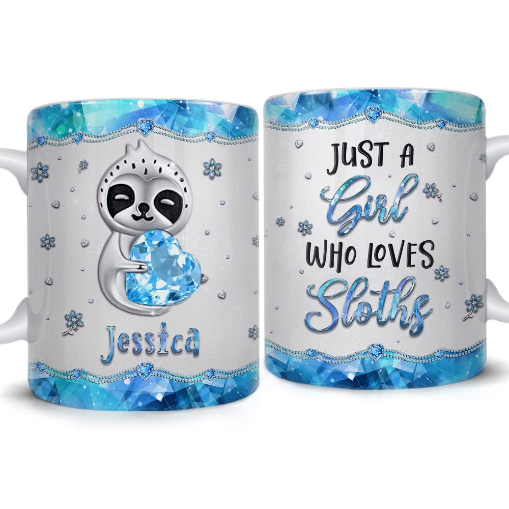 Personalized Sloth Mug Just A Girl Loves Sloths