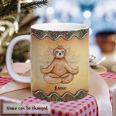 Personalized Sloth Mug Yoga Sloth With Custom Name