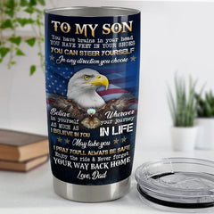 Personalized Son Gifts From Dad Tumbler American Eagle For Kid Boy