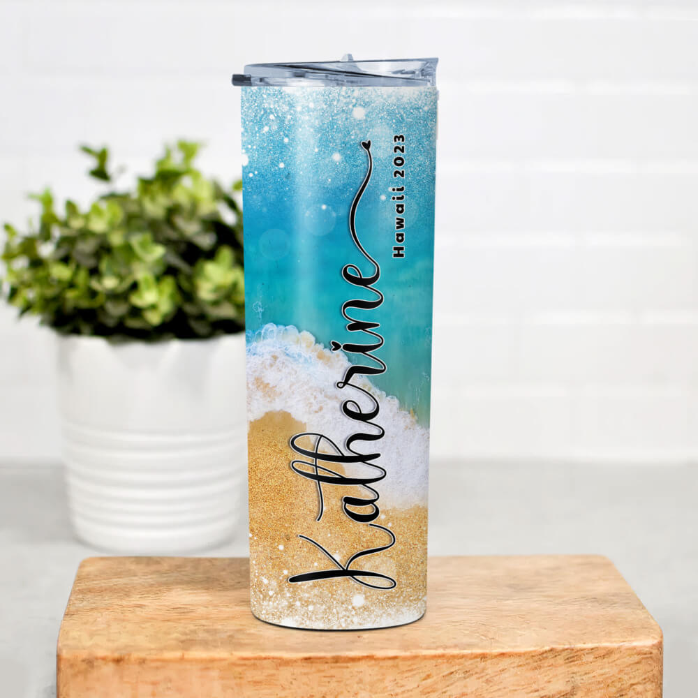 Personalized Summer Vacation Skinny Tumbler