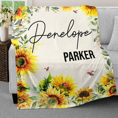 Personalized Sunflower Blanket Customized Gift