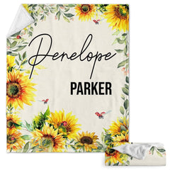 Personalized Sunflower Blanket Customized Gift