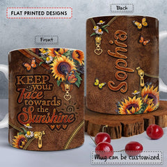 Personalized Sunflower Mug Motivation With Custom Name