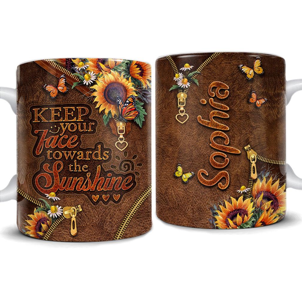 Personalized Sunflower Mug Motivation With Custom Name