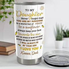 Personalized Sunflower Tumbler To Daughter From Dad Family Lover Gift