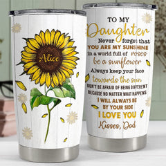 Personalized Sunflower Tumbler To Daughter From Dad Family Lover Gift