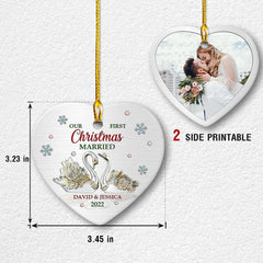 Personalized Swan Jewelry Style Ornament First Married Couple