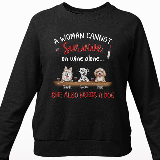 Personalized Sweatshirt For Dog Mom Love Wine And Dogs