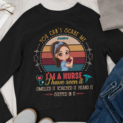 Personalized Sweatshirt For Nurse Chibi Art You Can't Scare Me