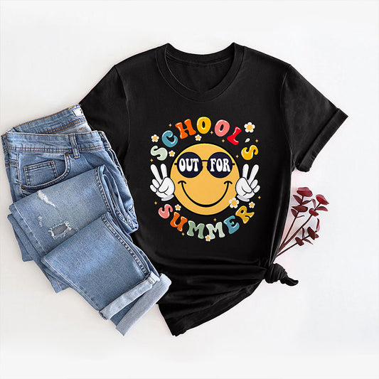 Personalized T Shirt Schools Out For Summer With Funny Smiley
