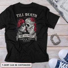 Personalized T-shirt For Couple Love Tattoo Skull