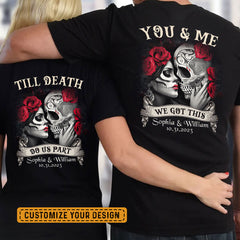 Personalized T-shirt For Couple Love Tattoo Skull