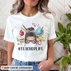Personalized T-shirt For Teachers Bun Hair Clip Art