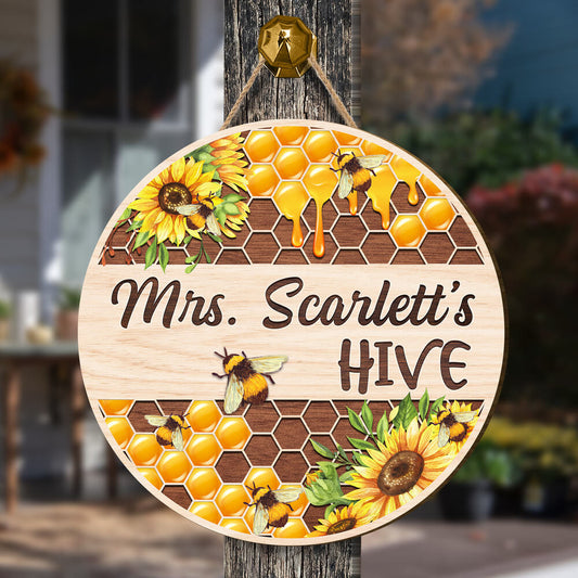 Personalized Teacher Custom Shape Wood Sign Honeycomb
