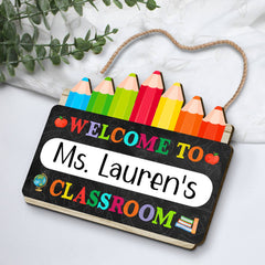 Personalized Teacher Door Sign Welcome To Classroom Rainbow