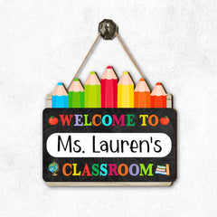 Personalized Teacher Door Sign Crayons For Classroom